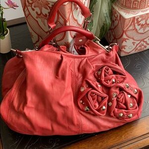 Betsy Johnson Red Leather Grommets HandBag